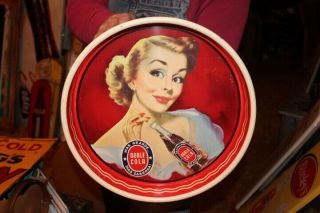 Vintage C.  1950 Double Cola Soda Pop Restaurant 14 " Metal Serving Tray Sign