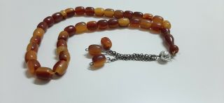33 Prayer Beads Islamic Rosary Plastic Amber Colored Beads Misbaha
