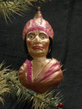 Antique/vintage German Glass Ornament " Figural Bust ",  3.  75 " H,  Vgc,  Nr