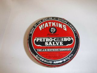 Vintage J.  R.  Watkins Petro - Carbo Salve (11 1/4oz Tin) Partial Contents Canada