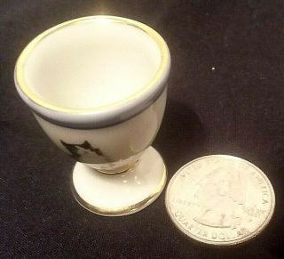 Limoges France Vintage Egg Cup Miniatures Cat pic.  Gold rim 1 1/4 