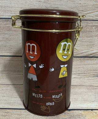M&m Melts In Your Mouth Container 5” Tall Candy Stash Jar Lock Down Lid 2011