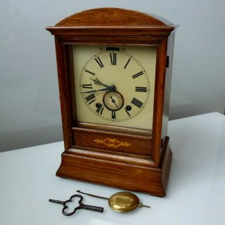 Antique Winterhalder & Hofmeier Black Forest Bracket Alarm Clock