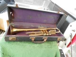 Rare?antique/vintage American Cadet Trumpet/cornet With Wood Case Estate Find