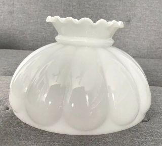 Vintage Milk Glass Melon Style Lamp Shade 10” Fitter
