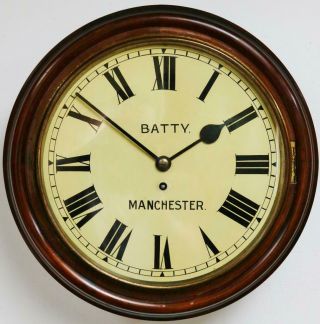 Antique German W & H 8 Day Single Fusee Dial Wall Clock,  Mahogany Kitchen Clock