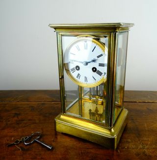 Antique French Four Glass Crystal Mantel Clock Striking Regulator By Vincenti