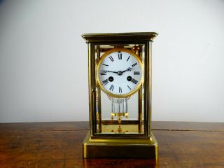 Antique French Four Glass Crystal Mantel Clock Striking Regulator by Vincenti 2