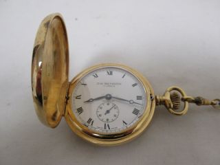 Vintage J.  W Benson Gold Plated Pocket Watch And Chain For Spares