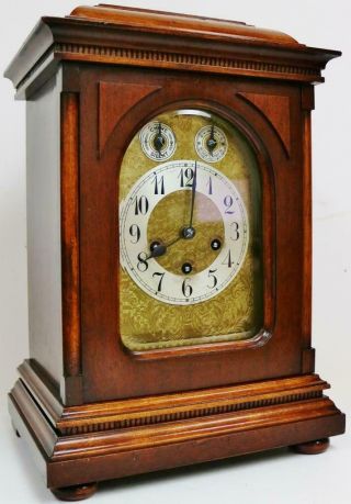 Antique Junghans 8 Day Carved Mahogany Westminster Chime Musical Bracket Clock