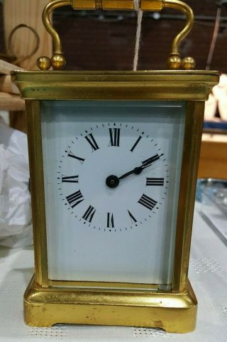 Antique French Travel Brass Carriage Clock by Duverdrey & Bloquel c1910 in GWO 2