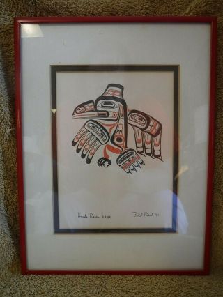 Haida Raven Bill Reid Art Card Red Metal Frame