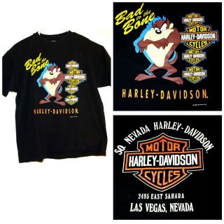 Vintage 1993 Harley Davidson T - Shirt Bad To The Bone Taz Men 