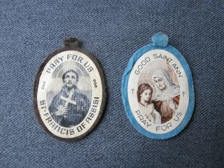 Antique St Francis Of Assisi & Good Saint Ann Pray For Us Scapulars