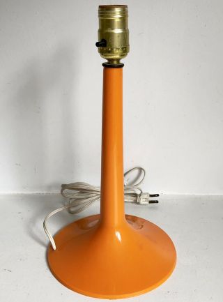 Table Lamp Orange Plastic Tulip 12.  5” Vtg Space Age Retro Mod Mid Century