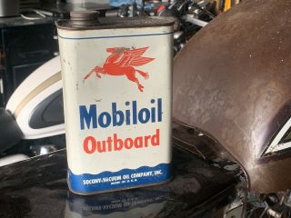 Vintage Mobiloil Outboard Motor Oil Can