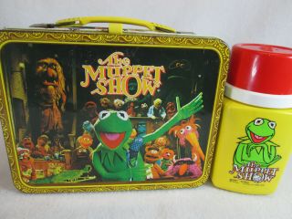 Vintage 1978 Jim Hensen Muppets Metal Lunch Box And Thermos Set