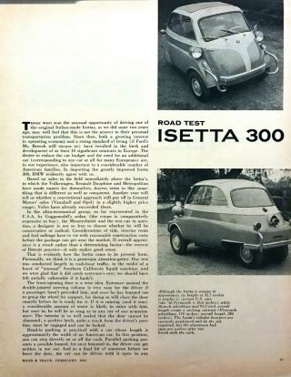 1958 Bmw Isetta 300 Coupe Road Test Technical Data Review Article