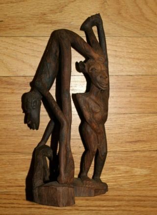 Vintage African Carved Wood Figures Contortion Tribal Piece