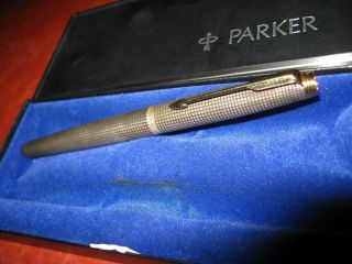Vintage Parker 75 Fountain Pen Sterling Silver Flat Top With 14k Gold Nib