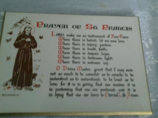 Vintage.  Small Hanging Wood Wall Plaque Prayer Of St.  Francis 6 3/4 " X 5 "