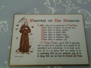 Vintage.  Small Hanging Wood Wall Plaque Prayer of St.  Francis 6 3/4 