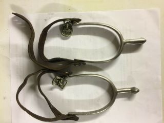 1912 Ria Ns Calvary Military Blunt Spurs With Leather Straps