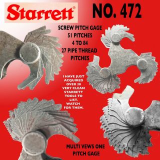 Starrett 472 Screw Thread Gage With 51 Screw Pitches & 27 Pipe Thread Pitches