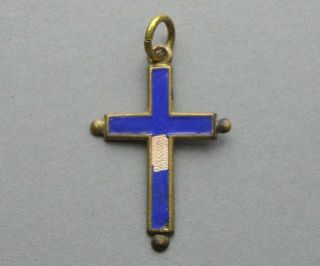 Jesus Christ,  Cross,  Crucifix.  Antique Religious Enamel Pendant.  French Medal.