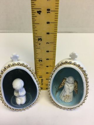 Bone China Of Praying Boy And Angel In Egg Shaped Collectible Japan