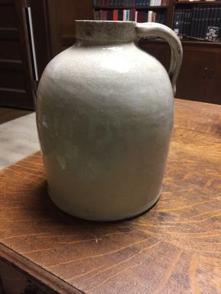 Antique Primitive Stoneware Pottery Jug Crock White 9 1/2” Tall