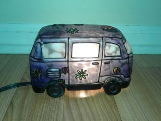 Vintage Volkswagen Beetle Van Stained Glass Table Lamp (tiffany Style) Hippie