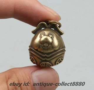 26mm/13g Curio Chinese Bronze Lovable Zodiac Animal Foo Dog Small Bell Pendant
