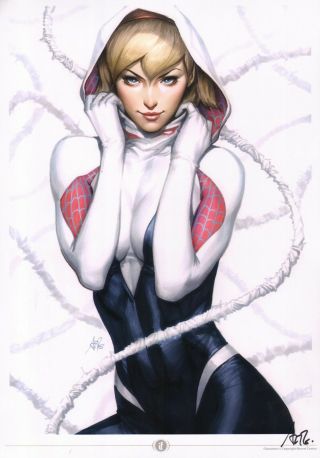 Stanley Artgerm Lau Signed Marvel Comics Spiderman Art Print Spider Gwen