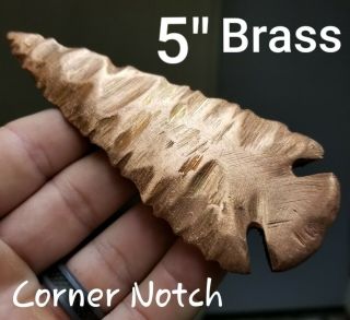 Huge Heavy Brass Coner Notch Arrowhead Spear Point Native Indian Artifact