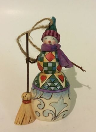 Jim Shore Snowman With A Broom Hanging Ornament