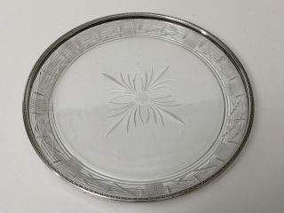 Vintage Cut Crystal W/sterling Silver Rim Plate,  8 1/4 " Diameter X 1/2 " High