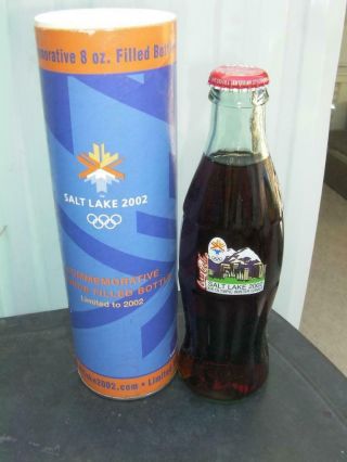 2002 Coca - Cola Xix Olympic Winter Games Salt Lake City 8oz Bottle W/tube