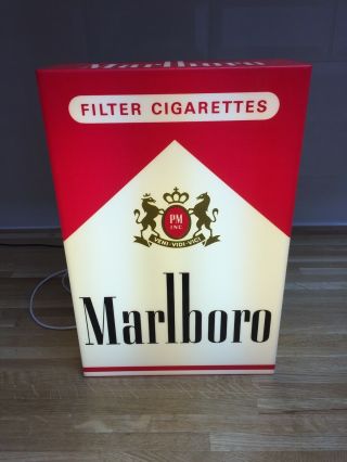 Vintage Large Cigarette Box Shop Display Light - Marlboro Advertising Pos