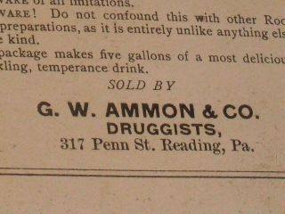 Hires Root Beer Victorian Store Trade Card G.  W.  Ammon & Co Druggest Reading,  Pa