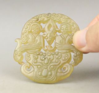 Old Chinese Natural Jade Hand - Carved Buddha Dancer Pendant
