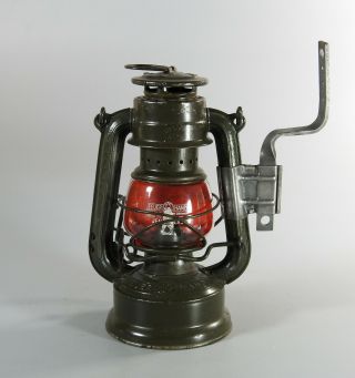Vintage Feuerhand With Wagon Bracket Rare Red/clear Globe Lantern