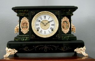 Old Antique Sessions Black Mantel Shelf Clock Fauntleroy 1905 Fully Restored