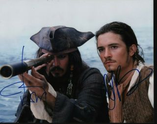 Pirates Of The Caribbean Hand Signed Autographed Cast Photo W/coa - Bloom - Depp