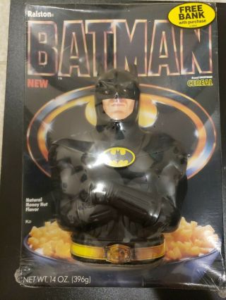 Ralston Batman Cereal Full Box With Bank Offering On Pack - 1989