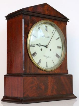 English Bracket Clock Twin Fusee Bell Strike Early Victorian By Restell Mahogany