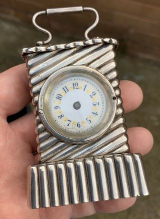 A Small Unusual Antique Solid Silver Carriage Clock,  Spares Or Restoration,  1891