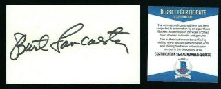 Burt Lancaster Signed 3x5 Card Bas Authenticated Birdman Of Alcatraz