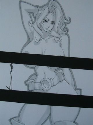 Rogue X - Men Girl Sexy Busty Sketch Pinup - Daikon Art