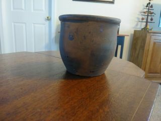 Antique 4 Inch Redware Crock.  Attributed To Washington Co.  Maryland